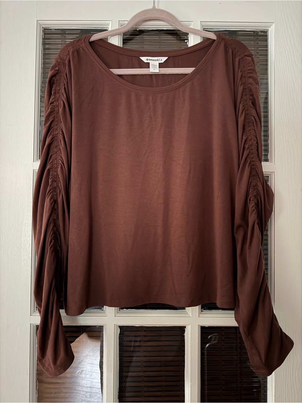 Athleta Women’s 3X All Around Ruched Brown Long Sleeve Top | SKU 0714